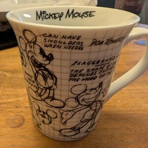 Disney Mickey Mouse Sketch Mug - Black and White Vintage Disney Collectibles